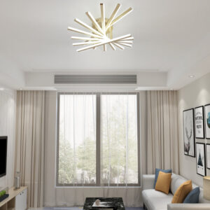 Lustra LED, cu Telecomanda, 3 Tipuri de Lumina, Intensitate Reglabila, 164W, Auriu