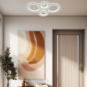 Lustra LED, cu Telecomanda, 3 Tipuri de Lumina, Intensitate Reglabila, 136W, Alb