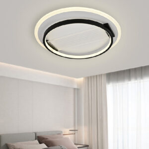 Lustra LED, Cu Telecomanda, 3 Tipuri De Lumina, Intensitate Reglabila, 102W, Negru/Alb