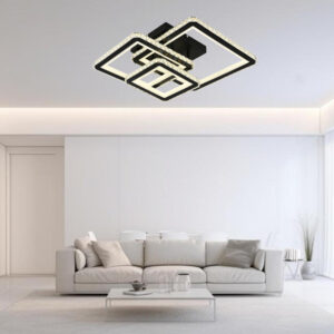 Lustra LED, Cu Telecomanda, 3 Tipuri De Lumina, Intensitate Reglabila, 194W, Negru