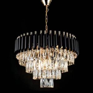 Candelabru RFAN, Model S9001/400, Textura Cristal, Metal, 4 X E27, Negru/Auriu