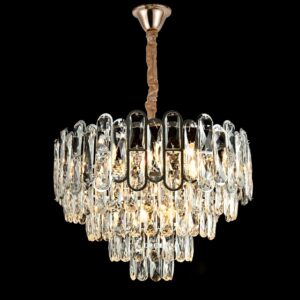 Candelabru RFAN, Model 7001, Textura Cristal, Metal, 8 x E27, Auriu