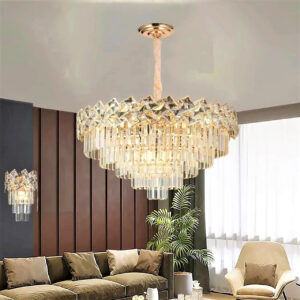 Candelabru RFAN, Model 62111/600, Textura Cristal, Metal, 10 X E27, Auriu