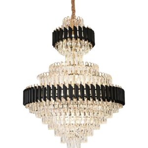 Candelabru RFAN, Model S89001/800x1050, Textura Cristal, Metal, 22 X E27, Negru/Auriu