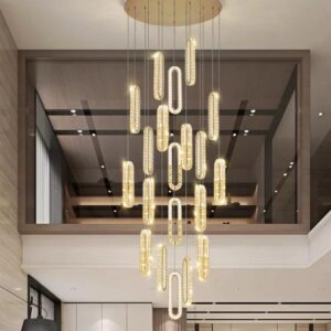 Candelabru LED RFAN, Model R9106/15, Textura Cristal, Metal, 351W, Auriu