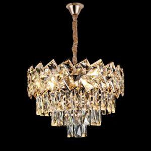 Candelabru RFAN, Model 62111/400, Textura Cristal, Metal, 5 X E27, Auriu