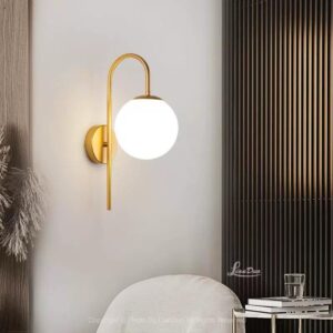 Aplica Metal Si Abajur Sticla, 1 X E27, Auriu