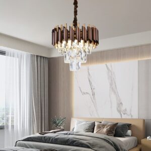 Candelabru RFAN, Model S9001/300, Textura Cristal, Metal, 3 X E27, Maro/Auriu