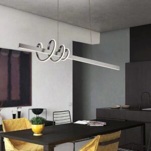 Pendul LED RFAN, Model 1768, Cu Telecomanda, 3 Tipuri De Lumina, Inaltime Reglabila, 50W, Gri