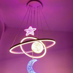 Lustra LED Tip Pendul RFAN, Model 1501RGB, 3 Tipuri De Lumina, Inaltime Reglabila, Alb