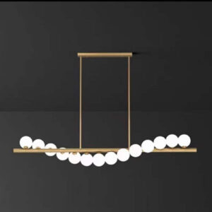 Lustra RFAN Tip Pendul, Model 5046/14, Cu 14 Abajururi, 14 X G9, Auriu/Alb