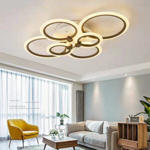 Lustra LED, cu Telecomanda, 3 Tipuri de Lumina, Intensitate Reglabila, 160W, Maro