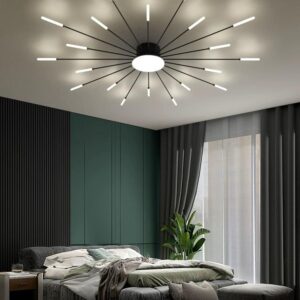 Lustra LED, Cu Telecomanda, 3 Tipuri De Lumina, Intensitate Reglabila, 15W, Negru/Auriu