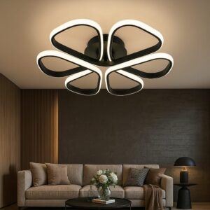 Lustra LED, cu Telecomanda, 3 Tipuri de Lumina, Intensitate Reglabila, 74W, Negru
