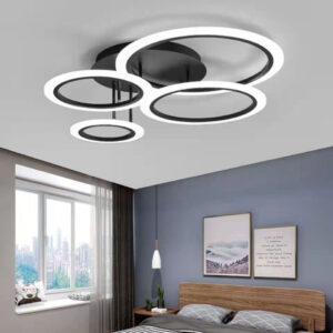 Lustra LED, cu Telecomanda, 3 Tipuri de Lumina, Intensitate Reglabila, 118W, Negru