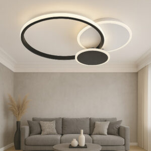 Lustra LED, cu Telecomanda, 3 Tipuri de Lumina, Intensitate Reglabila, 65W, Alb/Negru