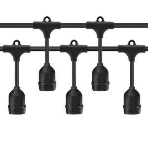 Ghirlanda Luminoasa cu Pendule RFAN, Gradina, Terasa, 10m, 10 Fasung E27, Fara becuri, Negru