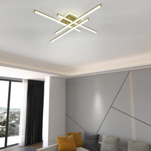 Lustra LED, cu Telecomanda, 3 Tipuri de Lumina, Intensitate Reglabila, 69W, Auriu