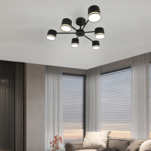Lustra 6 X Bec LED, GX53, 3 Tipuri De Lumina, 72W, Negru