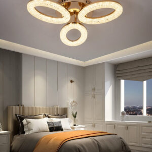 Lustra LED, Cu Telecomanda, 3 Tipuri De Lumina, Intensitate Reglabila, 60W, Auriu
