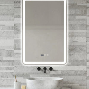 Oglinda LED si Touch, cu Functie Dezaburire si Ceas, 3 Tipuri De Lumina, 60x90 cm, J168 Smack