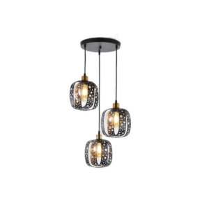 Pendul RFAN, Model 4186-3, Cu Abajur, 3 X E27, Inaltime Reglabila, Negru