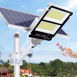 Proiector LED Stradal, Rezistent la Apa IP65, cu Panou Solar, 100W, cu Telecomanda