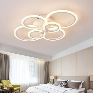 Lustra LED, cu Telecomanda, 3 Tipuri de Lumina, Intensitate Reglabila, 81W, Alb