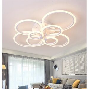 Lustra LED, cu Telecomanda, 3 Tipuri de Lumina, Intensitate Reglabila, 250W, Alb
