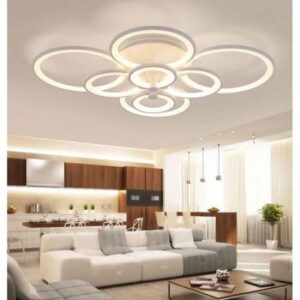 Lustra LED, cu Telecomanda, 3 Tipuri de Lumina, Intensitate Reglabila, 250W, Alb